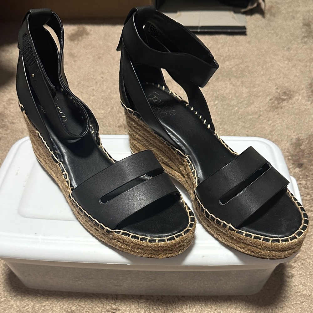 Franco Sarto Black Espadrille Wedges